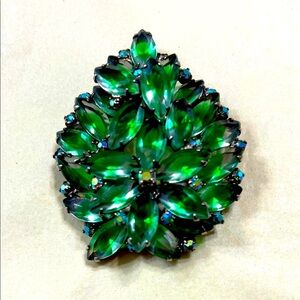 Late MCM Green and Blue Leaf Brooch